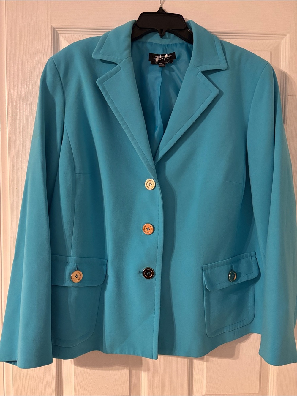 Jones New York Plus SZ 22W Turquoise Women's Blazer Gold Button - Classic Lapel